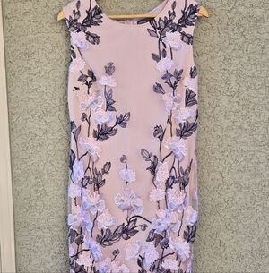 Donna Ricco Pink Floral Overlay Dress